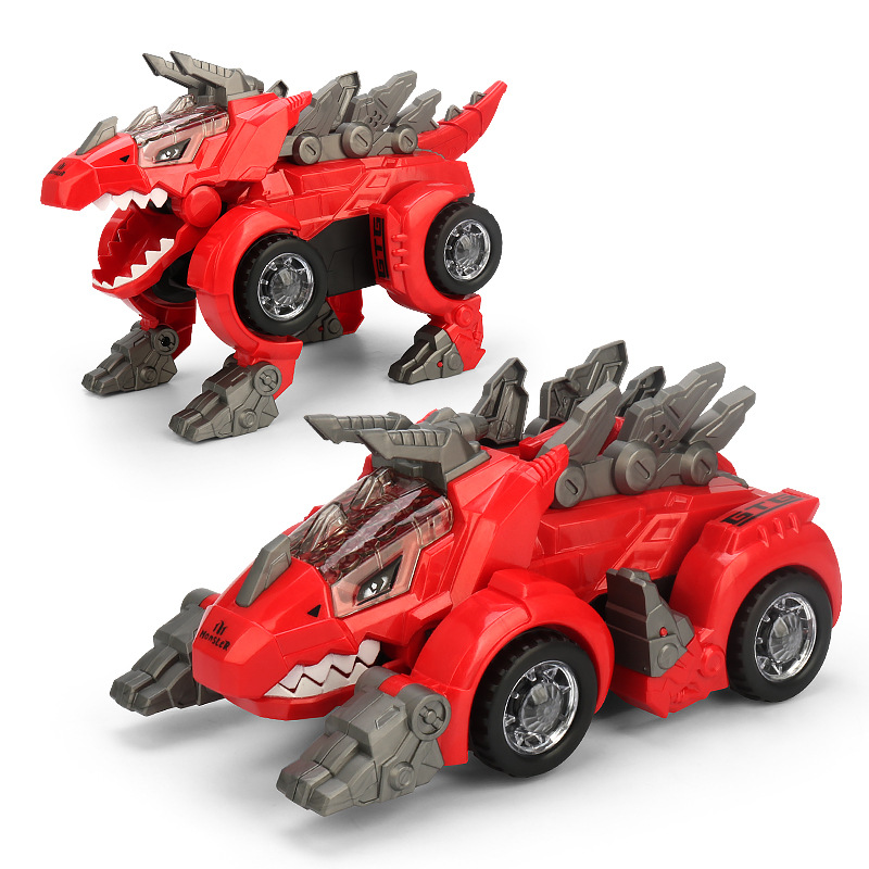 Children's deformation dinosaur chariot robot electric universal light music triceratops toy gift stall wholesale