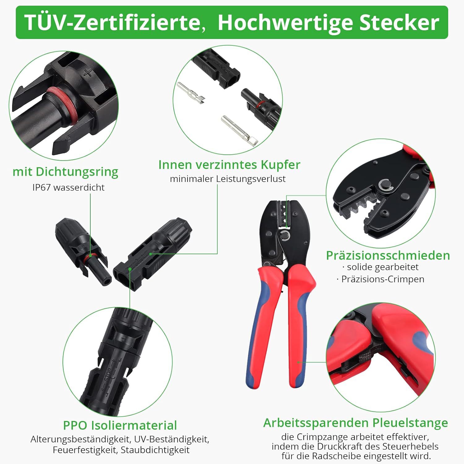 Garllen Solar Crimpzange Solarstecker Set Für 2,5/4,0/6,0
