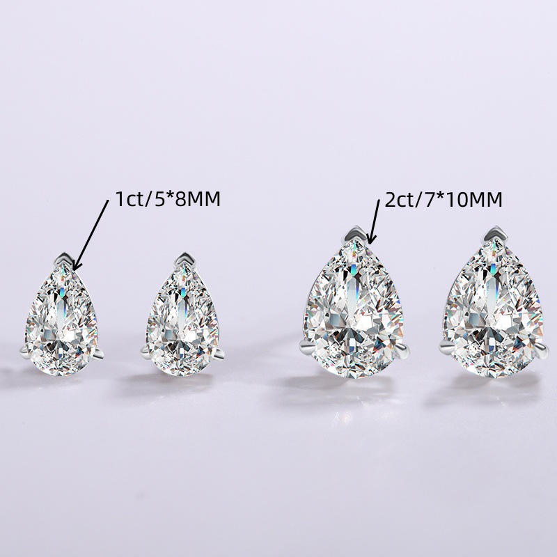 S925 sterling silver moissanite earrings earrings women's simple fashion drop-shaped pear-shaped mosant diamond earrings cross-border supply