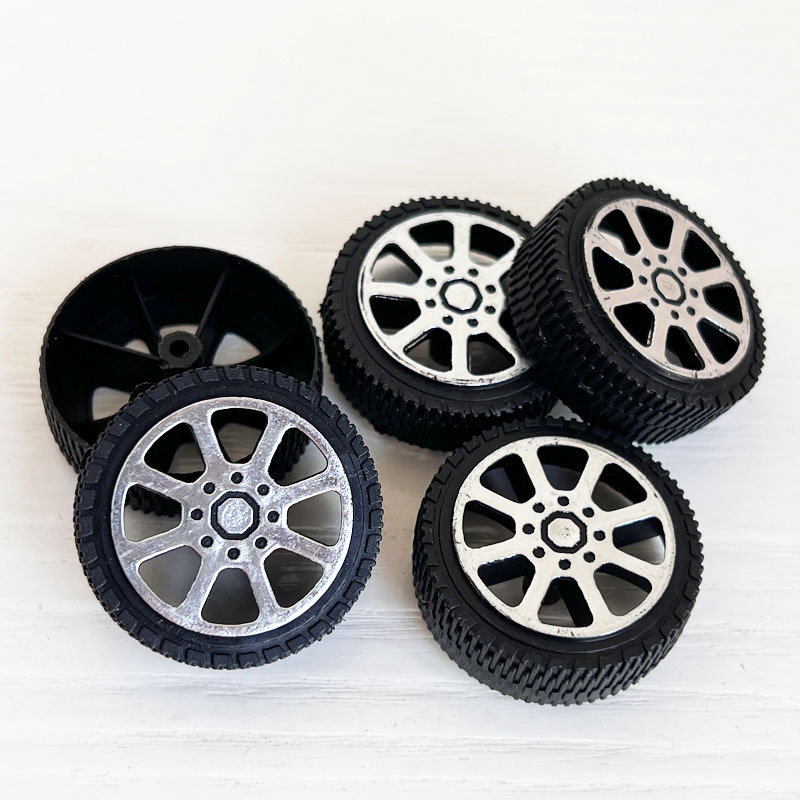 32mm wheel plastic wheel toy black bronzing surface fine lines Children DIY production toy wheel 2mm shaft