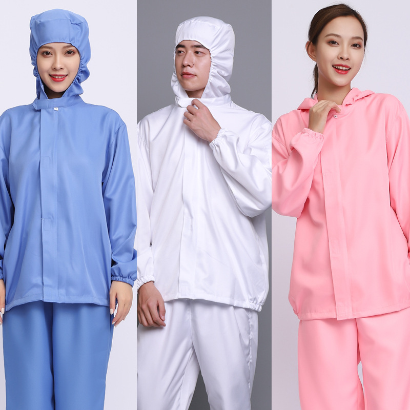 Hooded Long-Sleeved Food Factory Work Clothes Suit Dust-Proof Protective Clothing Clean Clothing Food Workshop Processing and Production Clothing