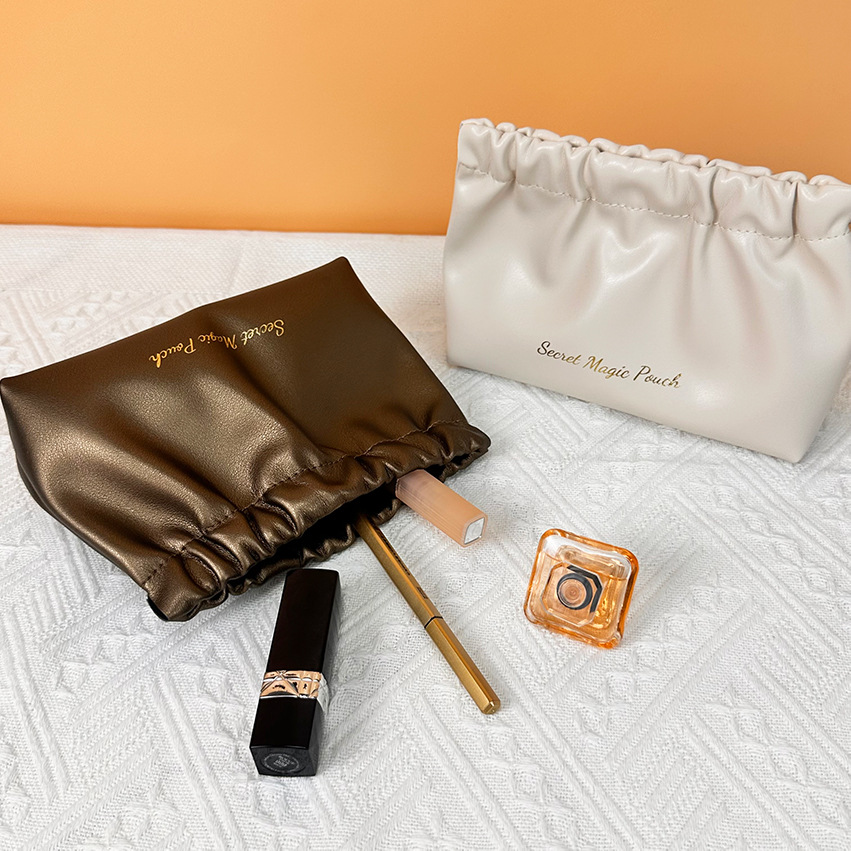 Factory New Portable Cosmetic Bag Automatic Close Lipstick Data Cable Storage Bag Large Capacity Waterproof PU Wash Bag