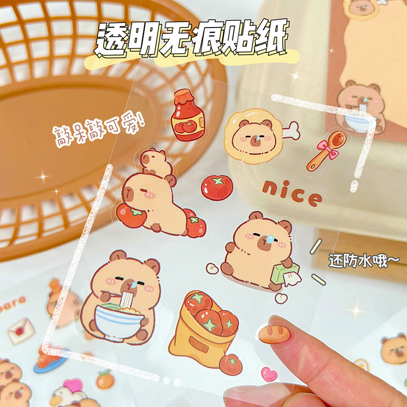 Cute Capybara Stickers for Journals Pet Waterproof Decorative Material Capybara Stickers Cartoon for Girls and Children Guka