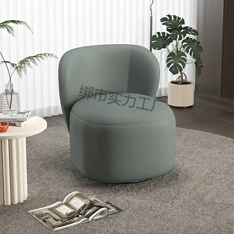 2025 New Balcony Sofa Lazy Simple Leisure Chair Rotatable Fabric Bedroom Dressing Stool Retro Light