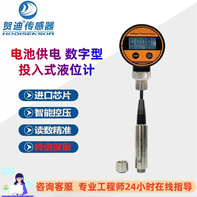 Hedi Liquid Level Meter Liquid Level Sensor Battery-Powered Submersible Tank Pool Water Level Monitor with Digital Display