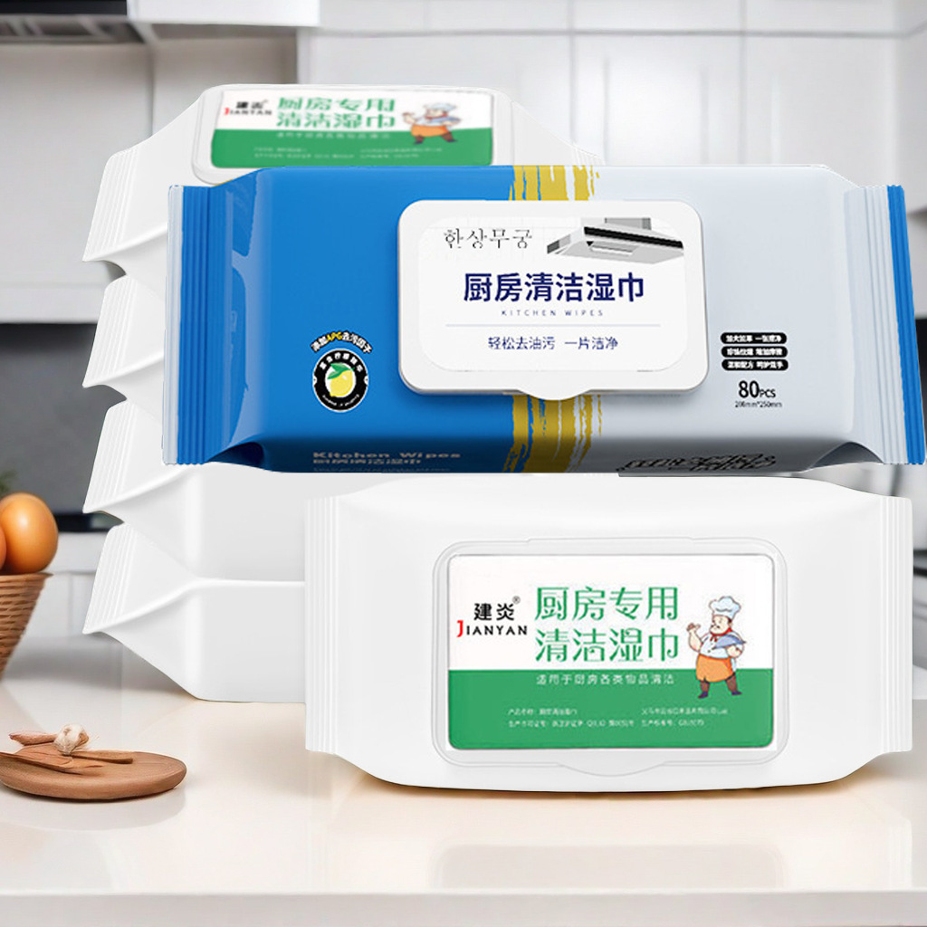 No-Wash Household 80-Piece Kitchen Wipes Disposable Degreasing Range Hood Stove Cleaning Wet Wipes Manufacturer