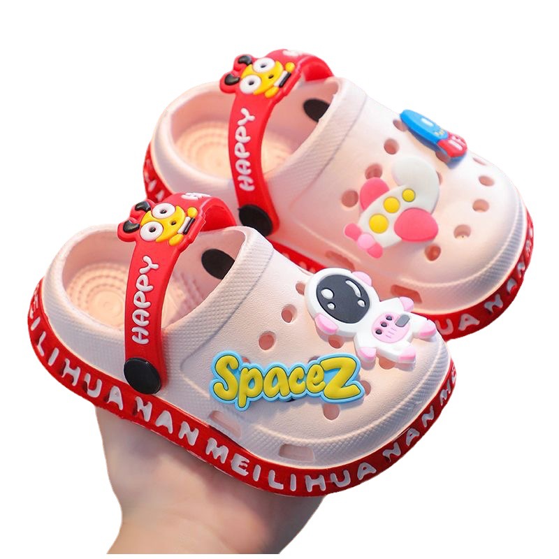 Children's Slippers Summer Girls' Cute Cartoon Indoor Soft-soled Non-slip Boys' Baby's Household Baotou Sandals Hole Shoes
