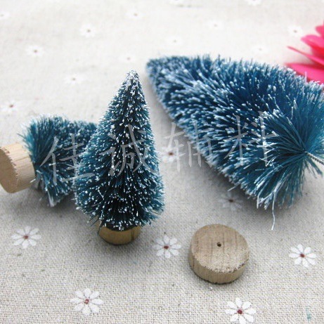 Cross-Border Mini Christmas Tree Sisal Silk Blue-Green Small Christmas Tree Desktop Ornaments Snow Tower Pine 3-23cm