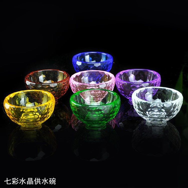 Buddha-offering Bowl Colorful Crystal Transparent Water-offering Cup Household Buddha-front Sacred Water Cup Ornaments White Crystal Buddha-offering Glass Cup