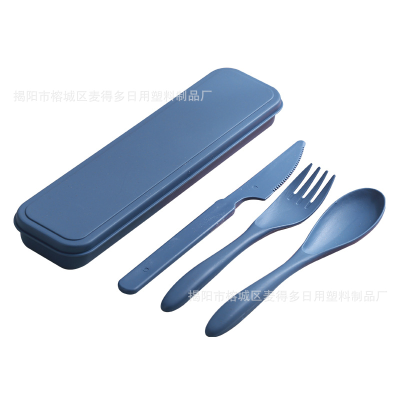 Cross-border Wheat Straw Knife, Fork and Spoon Tableware suit Amazon Explosions Outdoor Travel Portable Three-piece Set