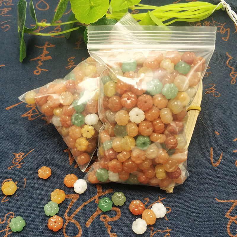Brilliant Jewelry Gold Silk Jade Aventurine Pumpkin Beads Loose Beads Wholesale Purchase DIY Bracelet Hairpin Accessories Jieqi