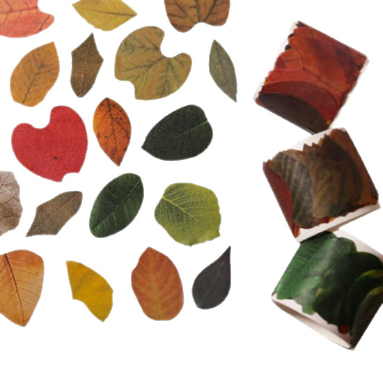 Shushengji Simulated Leaf-Shaped Tape, Fallen Leaf Stack Journal Material Stickers, Vintage Maple Leaves for Champs Elysées