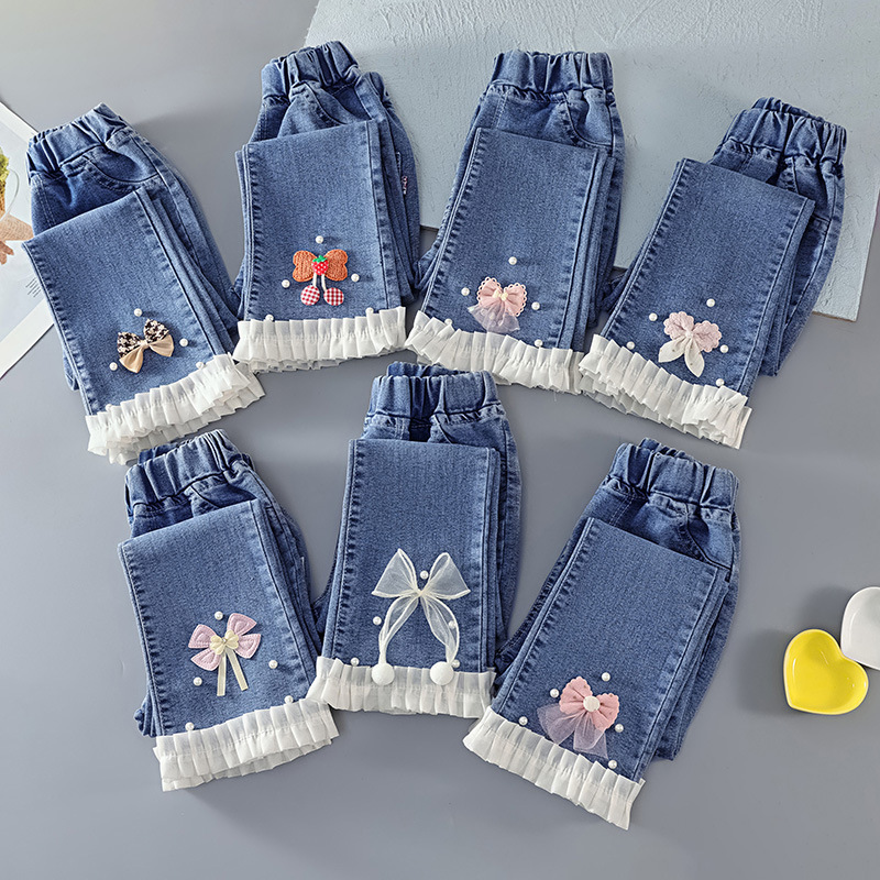 Children's Wear Girls' Jeans Flared Pants 2025 Spring New Western Style Big Children's Spring and Autumn Slim-fit Children's Long Pants