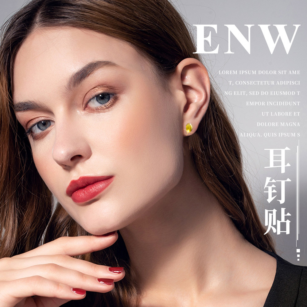 2022 new ins earrings beauty makeup tool DIY personality eyebrow stickers cartoon stereo imitation diamond 3D earrings