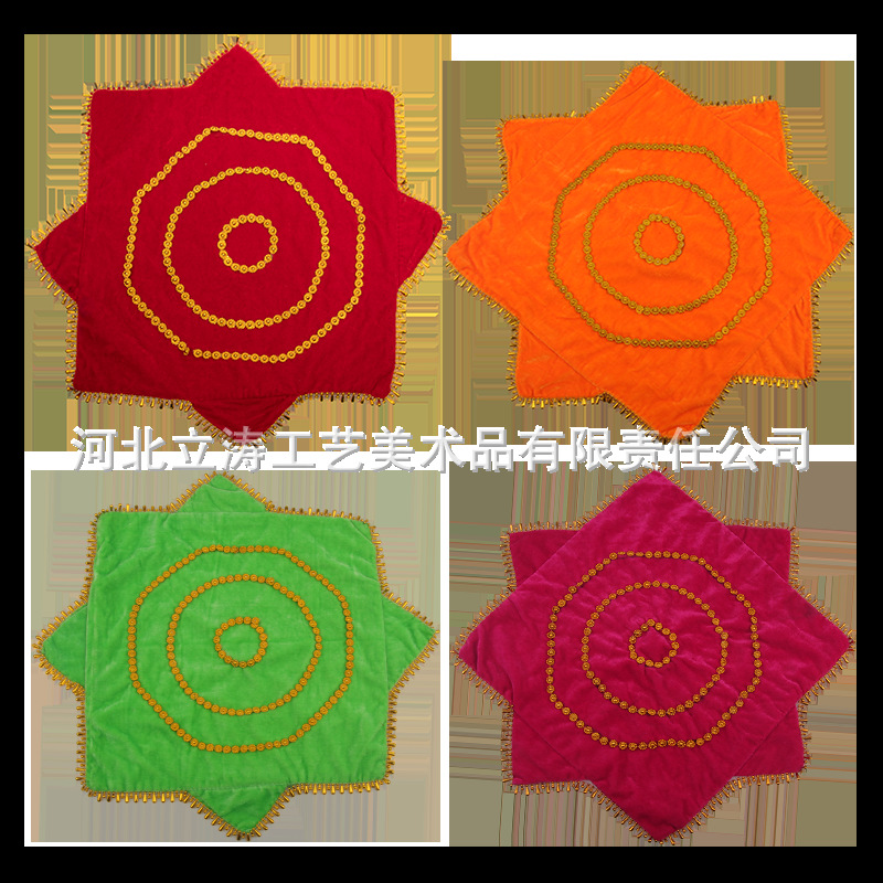 Two-Person Turning Hand Silk Flower Dance Props Gold Velvet Adult Yangko Handkerchief Kidsren's Dance Handkerchief Octagonal Scarf Wholesale