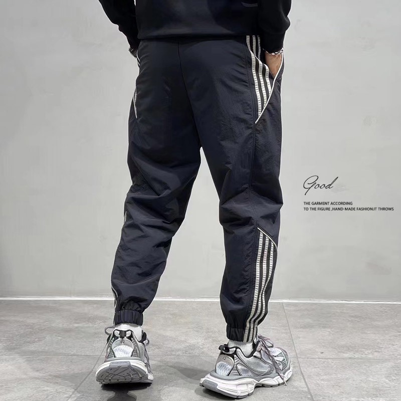 Summer 2024 Sports Long Pants Men's Solid Color Loose Quick-drying Drawstring plus size Casual Nine-point Fertilizer Tooling Foot Bundle