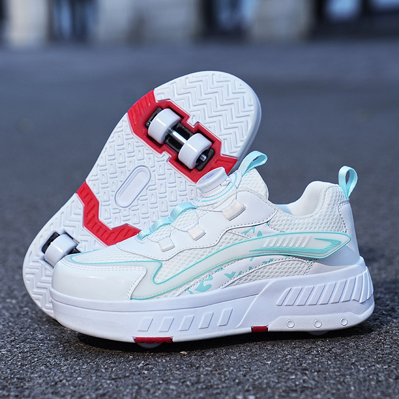 2025 Cross-Border Kidsren's Heelys Shoes Two-Wheel Girls Breathable Led Light-Up Shoes USB Charging Outdoor Sports Skates