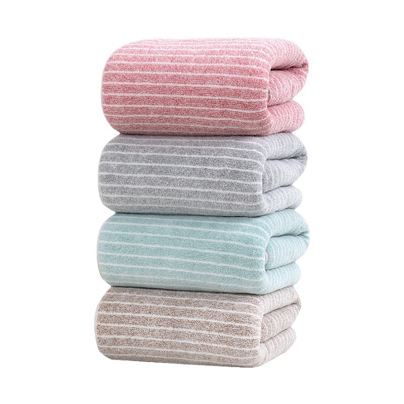 Warp Knitted Coral Velvet Bath Towel Thickened Soft Absorbent Face Towel Striped Couple Adult Home Bath Towel