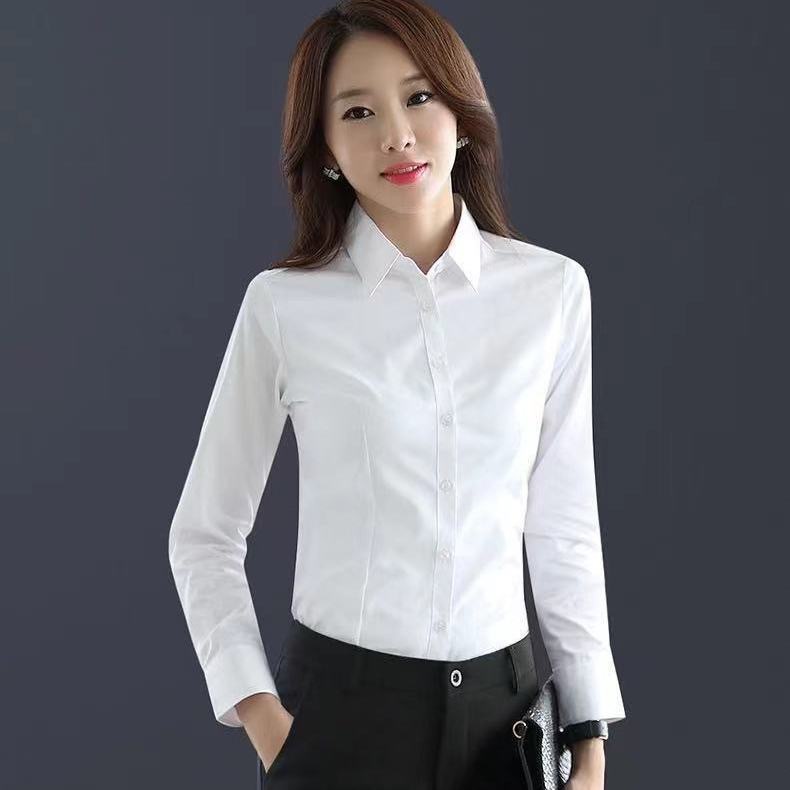 White Shirt Women's Long-Sleeved New Professional Formal Wear Thickeneded White Shirt Ol Elegant Women's Work Clothes Top