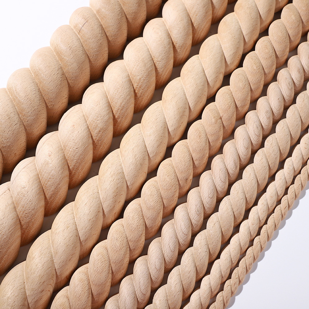 Dongyang Wood Carving Solid Wood Line European-style Semi-round Twist Line Furniture Cabinet Door Decoration Carved Line Photo Frame Edge Bars