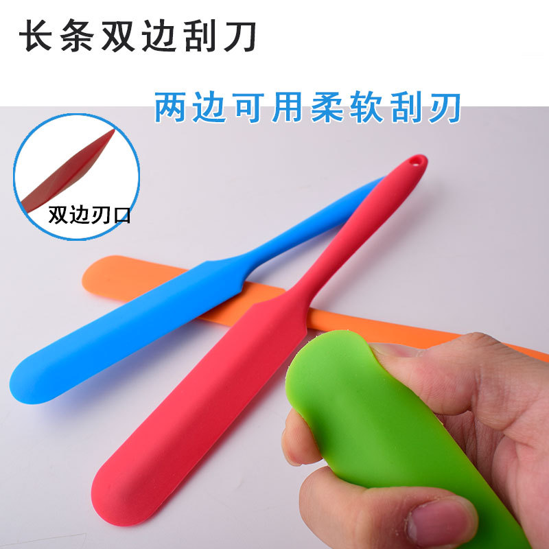 All-in-one long bilateral silicone scraper cream butter stirring spatula cake demoulding kiss knife baking scraper