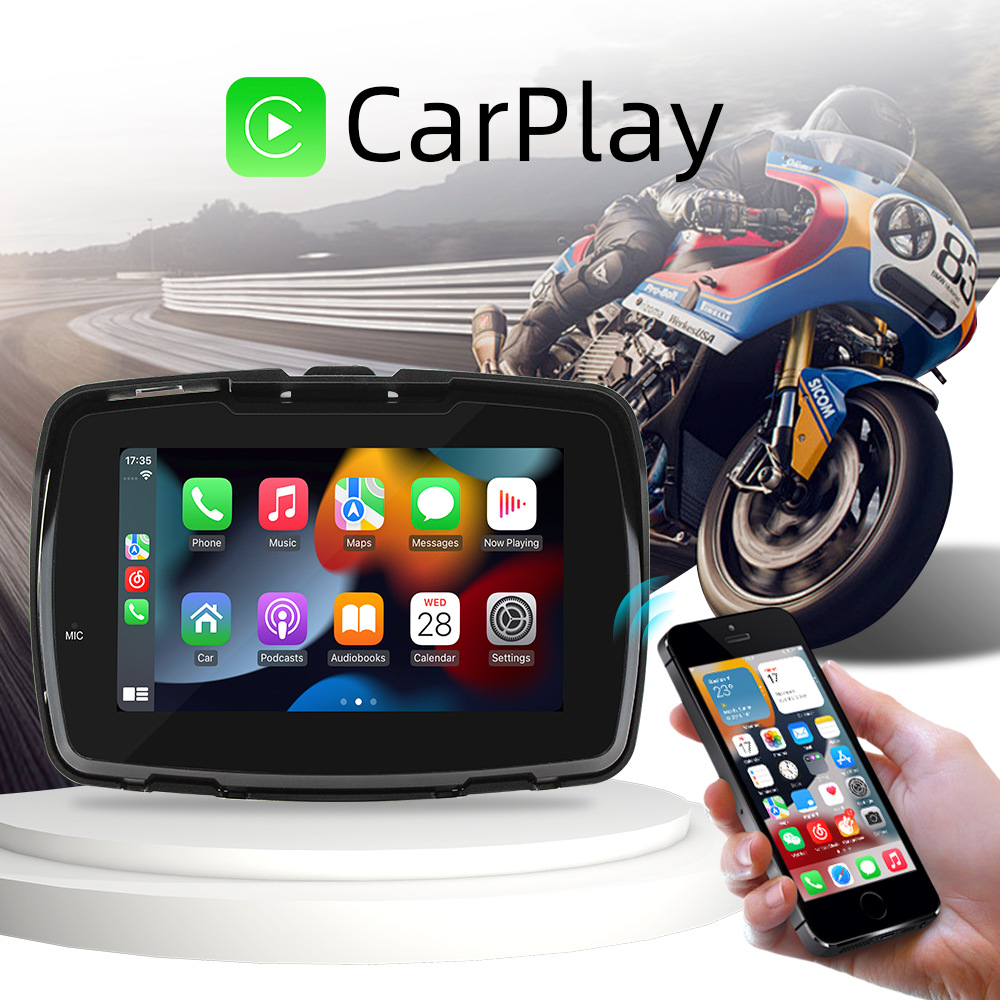 5inch Motorcycle Portable Car Mp5 Player Wireless Carplay Hd Touch Screen Waterproof Navigation