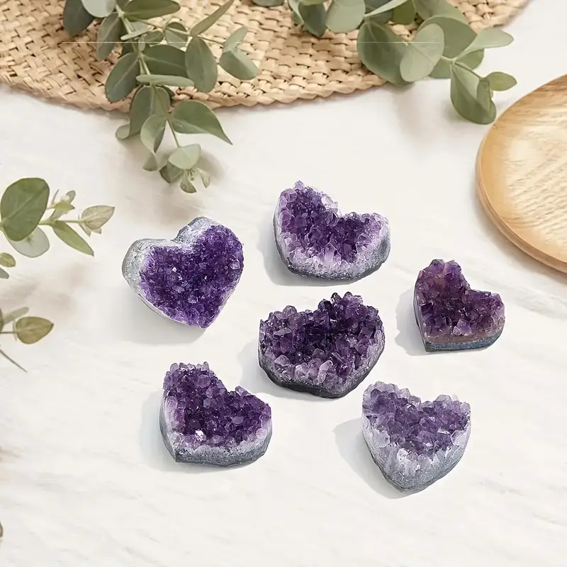 Cross-border natural amethyst love cluster box amethyst heart-shaped color crystal cluster block home decoration degaussing ornaments