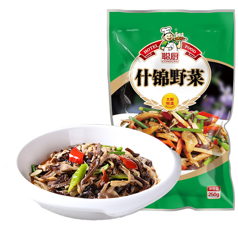 Congchu Assorted Wild Vegetables 250g Stir-Fried Side Dishes Hotel Hunan Vegetarian Semi-Finished Dishes Pre-Made Quick Dishes Home-Cooked