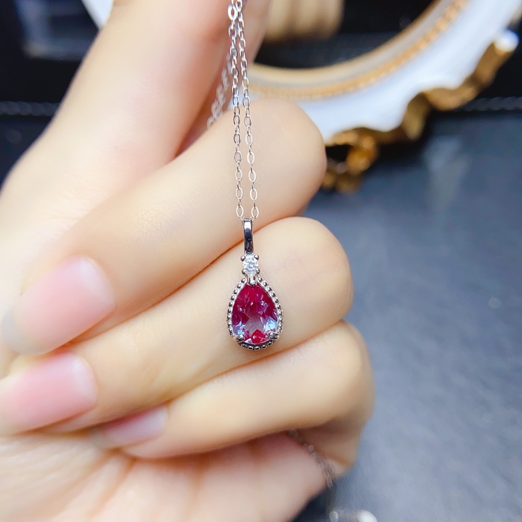 New boutique Alexander pendant S925 silver inlaid main stone 6*8mm Joker net red explosions women's jewelry wholesale