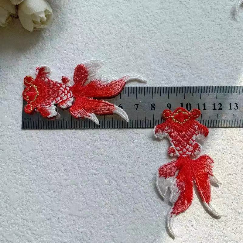 Antique Goldfish Embroidery Cloth Stickers Koi Hanfu Ethnic Coat Coat Dressing Patch Stickers DIY Decorative Accessories Appliques