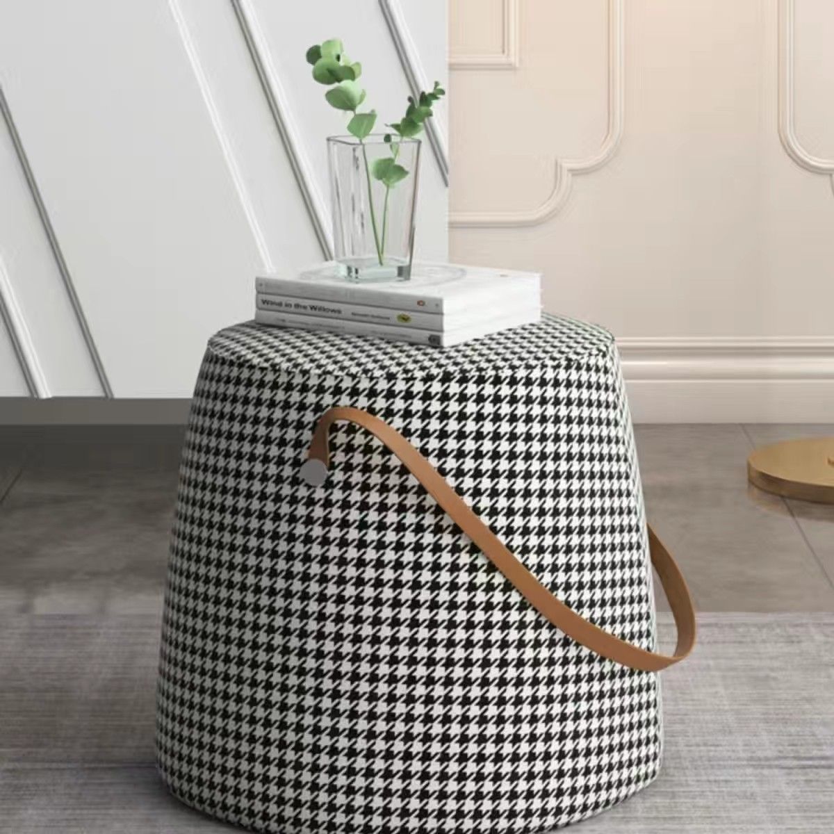 Internet Celebrity Houndstooth Normcore Life Satchel Stool Lazy Tatami Shoe Changing Stool Houndstooth Stool Factory Direct Sale