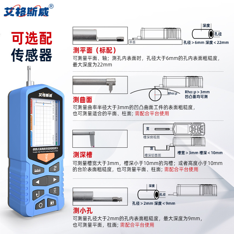 Eggersway Roughness Meter Tr200 Metal Surface Portable Surface Finish Detector High-Precision Tr100 Measurement