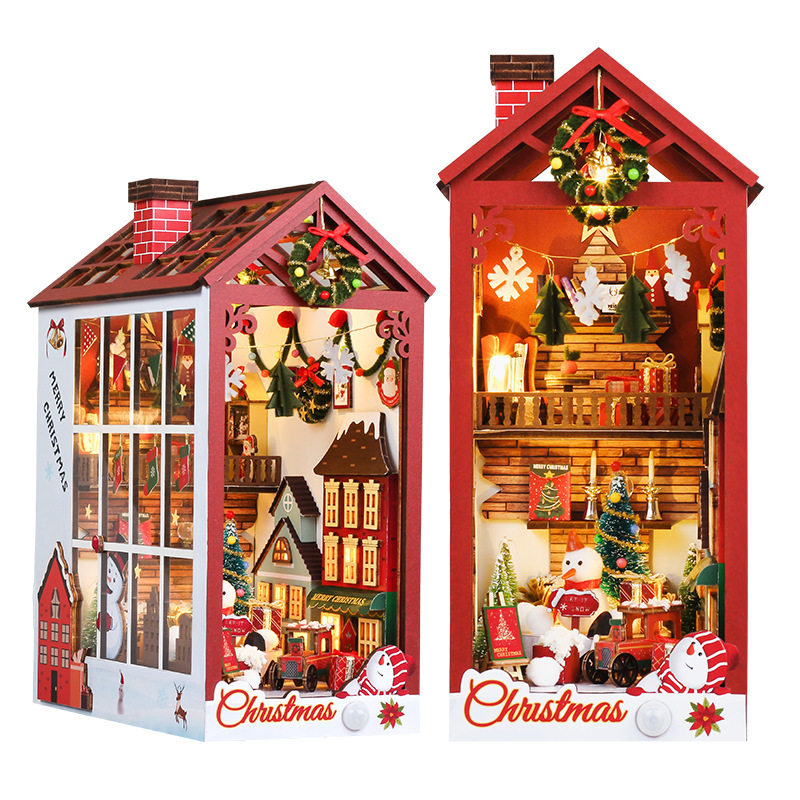 Cross-Border New DIY Toy House Set Wooden Mini House DIY Model Kit Christmas Gift for Boys and Girls