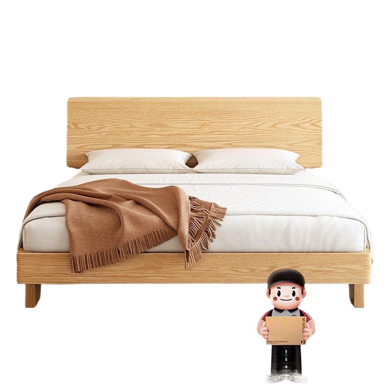 Oak Bed Thickened Solid Wood Deck Bedroom Double Bed Modern Bedside Table Small Apartment Solid Wood Single Bed Frame