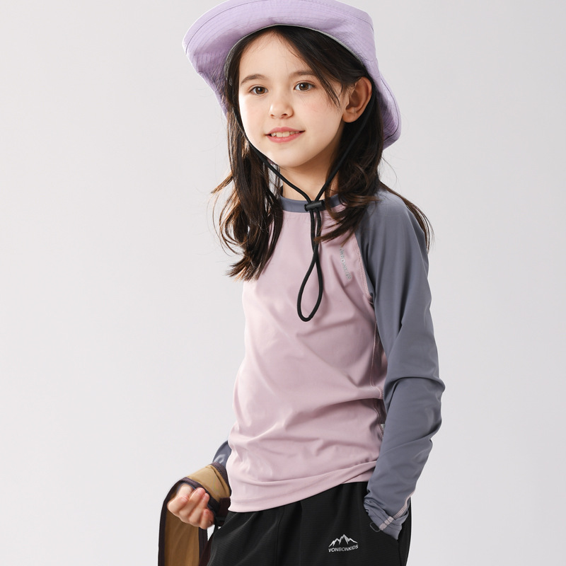 2025 Spring and Summer New Sports Raglan Contrast Color Quick-Drying Long Sleeves