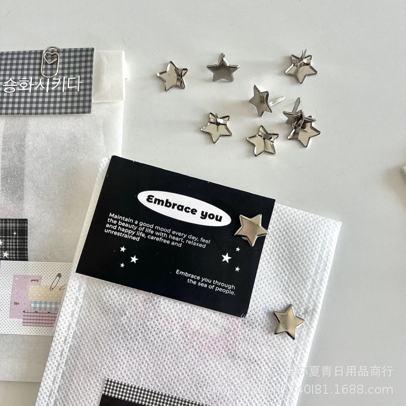 Ins high color value two-foot nail silver star two-foot nail out card packaging decoration two-foot nail parity packaging material