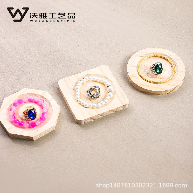 Solid Wood Jewelry Display Plate Jewelry Design Plate Play with Beads Handmade DIY Material Handstring Beads Bracelet Tray