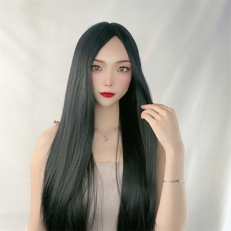 Long straight hair wig headgear ladies split bangs cross-border Europe and the United States export Amazon in stock wholesale a generation of hair