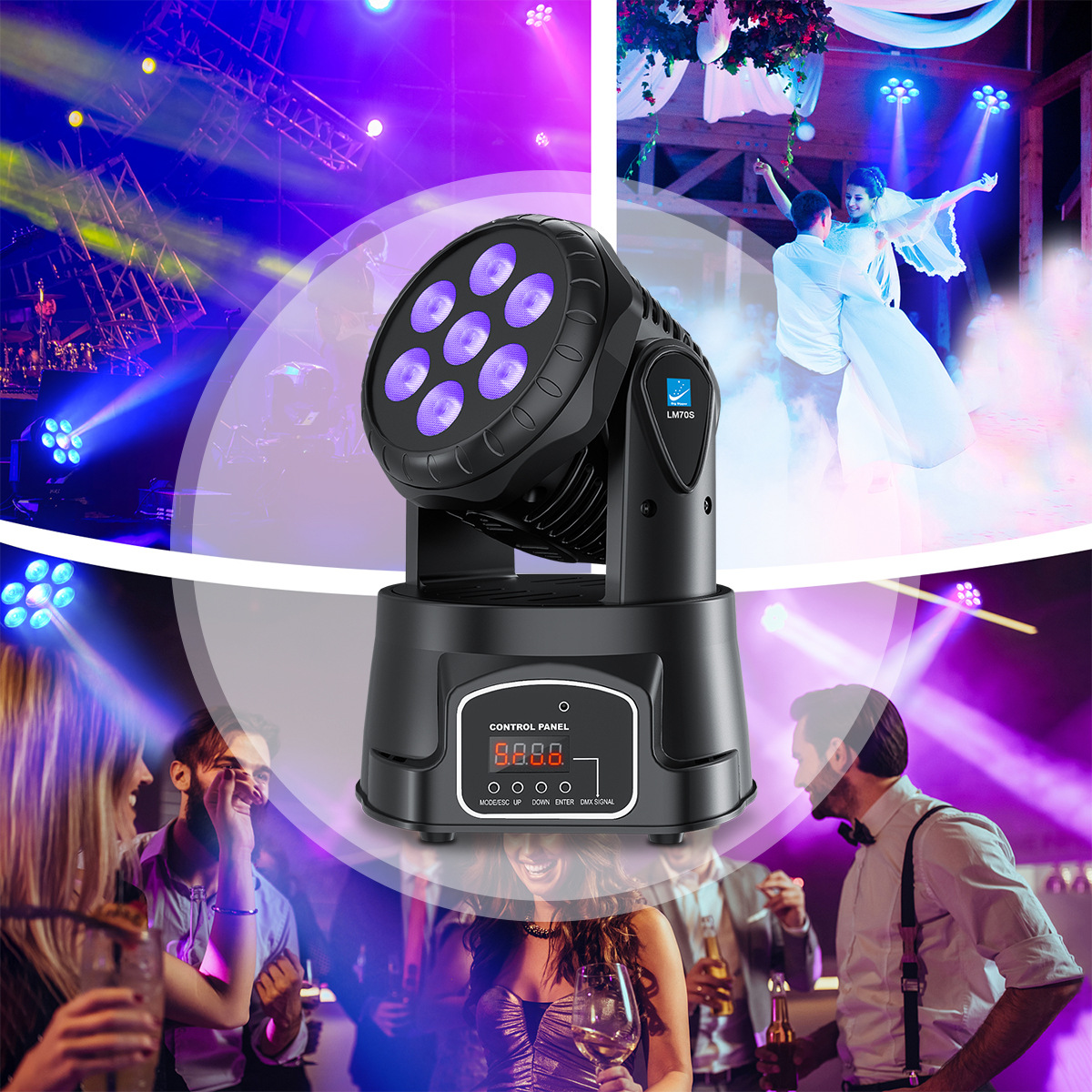 Dapu Stage Light Led 7 Small Moving Head Lights 7 10-Watt Four-In-One Moving Head Beam Lights for Stage Performance