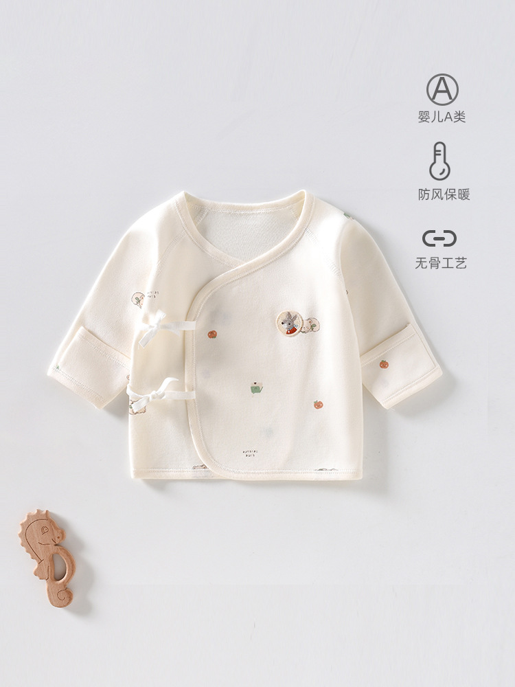 Newborn Half-Back Baby Type a Boneless Pure Cotton Baby Type a All Year Round Size 52 Autumn and Winter Monk Clothing Baby Tops
