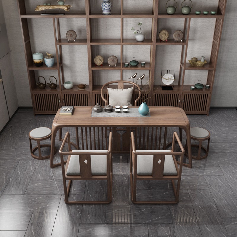 New Chinese Style Solid Wood Tea Table and Chair Combination Zen Tea Table Tea Table Kung Fu Tea Art Table Hotel Tea House Furniture