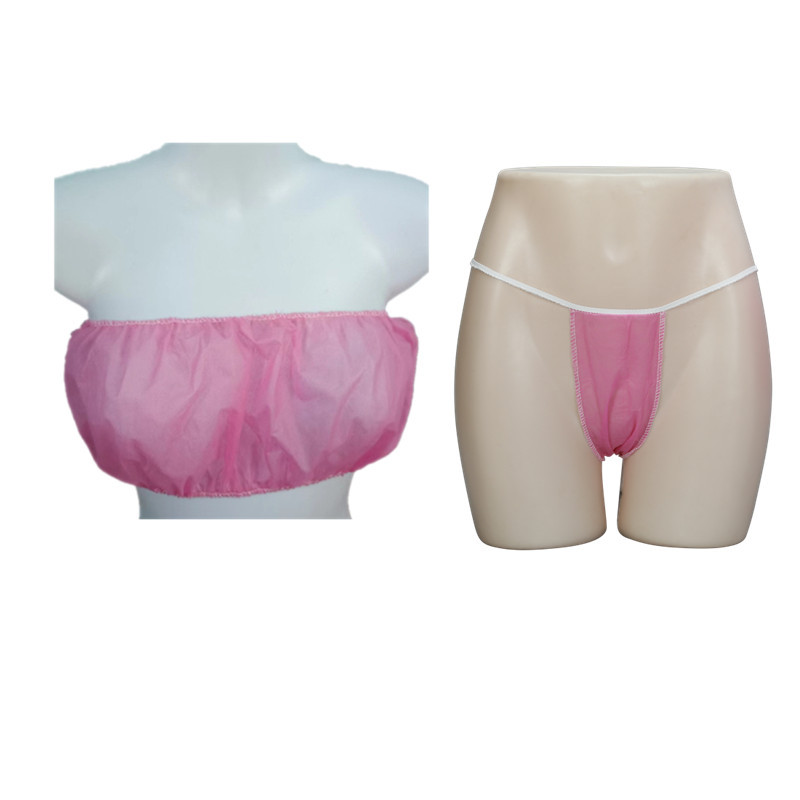 Non-woven underwear thong beauty sweat steaming foreign trade disposable non-woven thong strap bra suit
