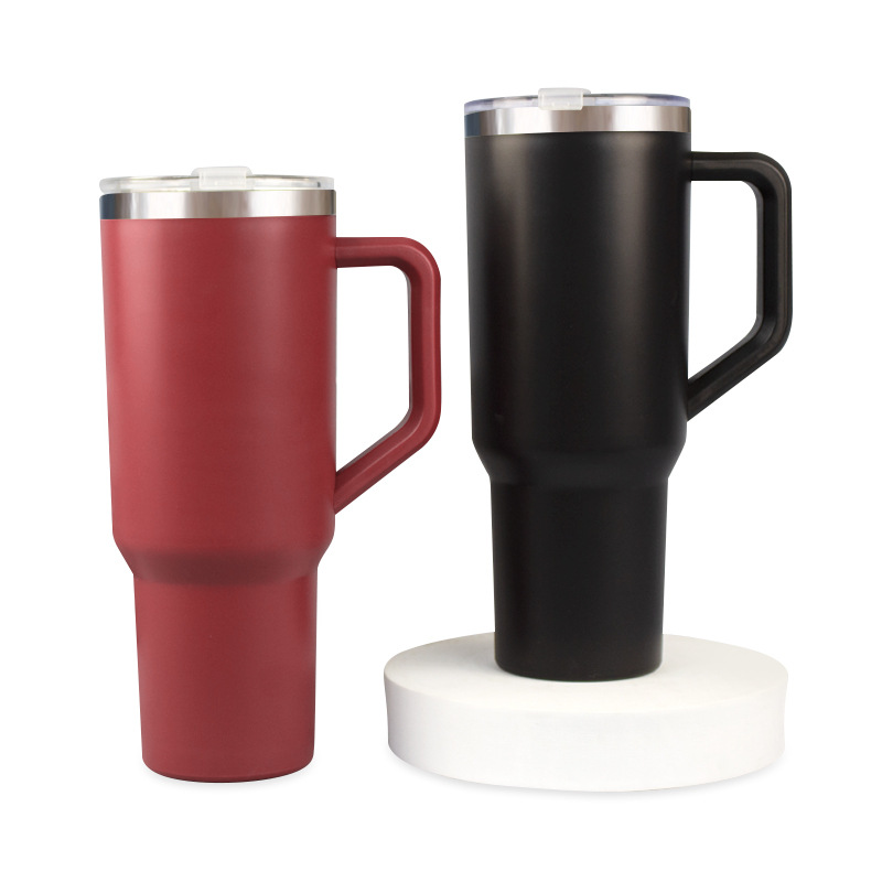Cross-border large-capacity 304 stainless steel liner straw ice cup 40oz outer plastic inner steel car coffee cup