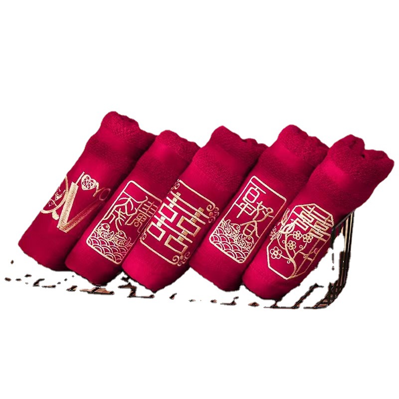 Factory wholesale wedding towel accompanying wine red wedding towel gift towel return gift Hi PA hand gift face towel
