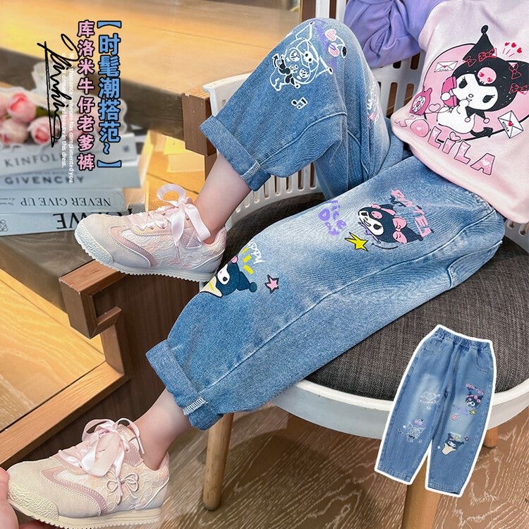 Children's Wear Girls' Jeans 2025 Spring and Autumn New Korean Style Western Style Middle and Big Children Casual Children's Torre Long Pants