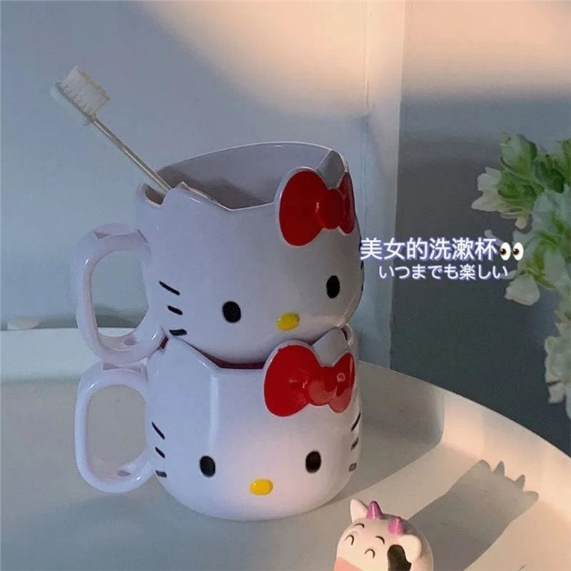 Kitty Cartoon Cute Mouthwash Cup Girl Heart Cup Student Soft Girl Creative Toothbrushing Cup with Handle Cup