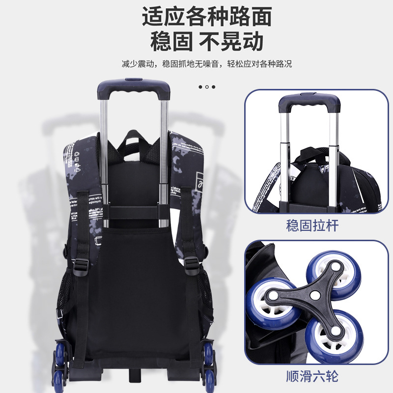 Natural Fish Cross-border New Trolley Schoolbag for Primary School Students Grade 3-6 Men's Large Capacity Shoulder Bag