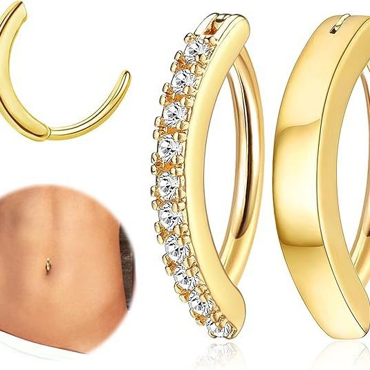 Комплект колец для пупка, простое классическое украшение, инкрустированное цирконием, оптовая продажа