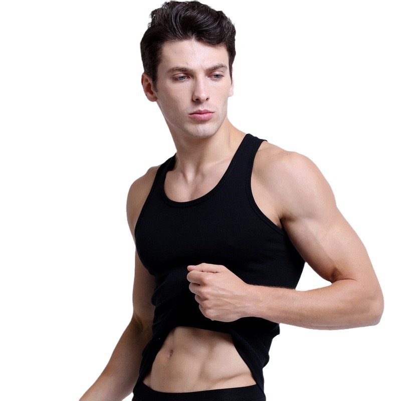 Summer Pure Cotton Sweat Absorbing Vest Men's Sports Fitness Vest Thin Stretch Men's Inner Wear Undershirt