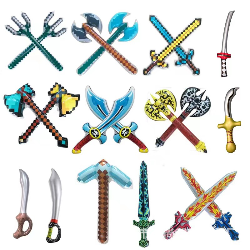 Кросс-бордерная горячая продажа надувного модельного оружия топор надувное пиксельное оружие надувная игрушка решетчатый меч